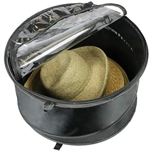 The Elixir Deco Premium Hat Pop up Storage Bag, Large Hat Storage Travel Bag Round Hat Boxes Container, Keeps Out Dust and Dirt The Elixir Deco Premium Hat Pop up Storage Bag, Large Hat Storage Travel Bag Round Hat Boxes Container, Keeps Out Dust and Dirt
