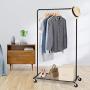 Bextsware Clothes Rack, Industrial Pipe Garment Racks On Wheels, Heavy Duty Commercial Grade Hanging Clothes Organizer Stand Clothing Rack with Metal Bottom Shelves for Boxes Shoes Storage, Bronze