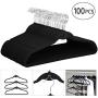 Topeakmart Premium Cascading Velvet Hangers 100 Pack - Non Slip Hangers with Cascading 360 Swivel Hooks Black-Space Saving Clothes Hangers