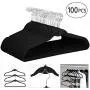 Topeakmart Premium Cascading Velvet Hangers 100 Pack - Non Slip Hangers with Cascading 360 Swivel Hooks Black-Space Saving Clothes Hangers