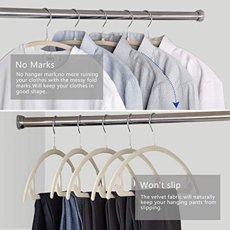 Set Of 10 Gray Velvet Hangers With Anti-slip Feature For Adult Clothing, To  Prevent Shoulder Bumps And Save Closet Space