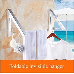 2pcs Space Aluminum Invisible Hanger Mounted on The Wall of Retractable Foldable Aluminum Clothes Hangers for Clothes