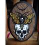 Deaths-Head Hawkmoth on Skull Crescent Moon Hand Made 4 Hook Jewelry Key Hanger Organizer