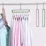 wenirn Magic Clothes Hanger Organizer, Rotate Anti-Skid Folding Hanger with Space Saving and Cascading Features, Pack of 5 Standard Hangers with 9 Holes for Drying and Storage, Random Color