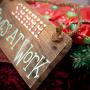 Elves at work Christmas Door hanger, Rustic holiday sign, Fun Christmas classroom sign