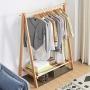 JING-ma Solid Wood Hanger Floor Bedroom, Coat Rack Simple Modern Hanger Simple Multifunctional Clothes Rack Home (Color : Wood Color, Size : 80cm)