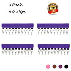 ShineMe Cap Organizer Hanger, 4 Pack Hat Organizer, 10 Baseball Cap Holder, 10 Clips Stainless Steel, Folding Clothes Hangers Foldable Clothes Drying Rack for Travel (Purple)