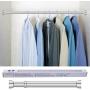 STARTOSTAR Adjustable Closet Rod 21.6 to 40.5 Inch Stainless Steel Clothes Rod with Smile Ends Stopper and Slide Buffering for Wardrobes, Shoe Cabinets （Silver）