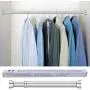 STARTOSTAR Adjustable Closet Rod 21.6 to 40.5 Inch Stainless Steel Clothes Rod with Smile Ends Stopper and Slide Buffering for Wardrobes, Shoe Cabinets （Silver）
