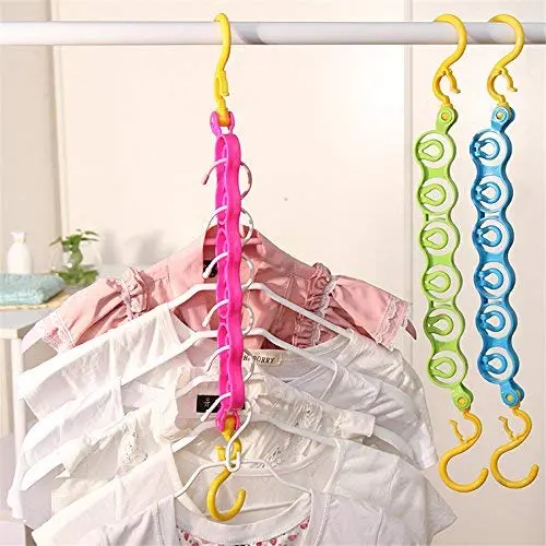 Coats Hanger Saving Space Hanger Rack Cloth Hanger with Hook Closet Organizer Home Tool Storage Holder 2PCS Kangsanli (Color random)