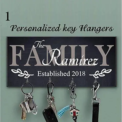 Black key holder for wall, Key Hanger, Wall Key Rack, Family custom key hanger, Personalized Wood Key Holder For Wall, Last name key rack, Housewarming Gift, Wedding Gift, Personalized Gift, Home