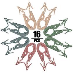 KINJOEK 16 Packs Travel Hangers with 32 Clips, Portable Folding Travel Hangers Lightweight Plastic Sturdy Clothes Hangers Drying Rack for Travel, Baby