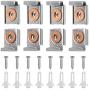 Mirror Hanger Clips Set, 2 Sets (8 Pieces) Unframed Mirror Mount Clips, Metal Spring Loaded Mirror Hanger Clips with Screws and Rawl Plugs