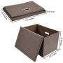 File Storage Box, Collapsible Decorative Linen Filing & Storage, Portable Office Document Organizer | Letter/Legal (Brown, 1 Pack)