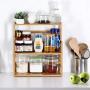 Bamboo Spice Rack Storage Shelves-3 tier Standing pantry Shelf for kitchen counter storage,Bathroom Countertop Storage Organizer Desk Bookshelf with Adjustable Shelf Cabinet