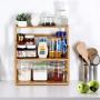 Bamboo Spice Rack Storage Shelves-3 tier Standing pantry Shelf for kitchen counter storage,Bathroom Countertop Storage Organizer Desk Bookshelf with Adjustable Shelf Cabinet