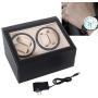 SHZICMY Automatic Watch Winder Display Box, 4+6 Automatic Rotation Leather Wood Watch Winder Storage Display Boxes Watch Case (USA Stock) (Black)