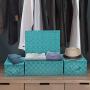 Sorbus Storage Boxes Woven Basket Bin Container Tote Cube Organizer Set Stackable Storage Basket Woven Strap Shelf Organizer Built-in Carry Handles (Woven Lid Baskets - Aqua)