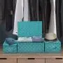 Sorbus Storage Boxes Woven Basket Bin Container Tote Cube Organizer Set Stackable Storage Basket Woven Strap Shelf Organizer Built-in Carry Handles (Woven Lid Baskets - Aqua)