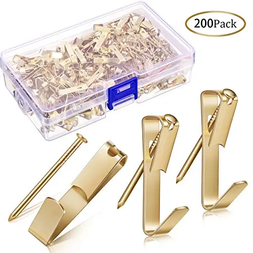 200 Packs 30 lbs Picture Hangers with Nails, Picture Hanging Kit Photo Picture Frame Photo Hooks Hardware with Nails on Wooden/Drywall for Home Decorations Office Mirrors Frames Clock Canvas