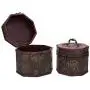 Vintage Style Embossed Flower Pattern Wooden Octagon Jewelry Treasure Boxes Storage Organizer Trinket Keepsake Chest Set of 2
