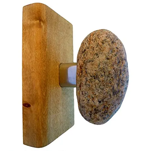 Wall hanger - Coat Rack with natural Beach STONES - Hardwood Handcrafted Unique gift. Wall mounted solid wood coat rack with natural Stones