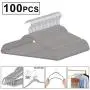 ZENY Pack of 100 Premium Velvet Hangers - Non Slip Velvet Suit Hangers - 360° Swivel Hooks - Space Saving Clothes Hangers (Grey)