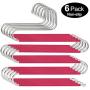 HuaQi S Shape Clothes Pants Hangers Non Slip Closet Storage Organizer Multi Space Saving Hanger for Pants Jeans Belt Tie Scarf Legging (6pcs Rose)