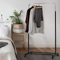 MyGift Freestanding 60-Inch Stainless Steel Single Rod Garment Organizer Rack/Rolling Clothes Hanger