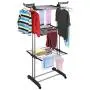 Yeshom Foldable 3 Tier Clothes Drying Rack Rolling Collapsible Laundry Dryer Hanger Stand Rail Indoor Outdoor Dark Grey