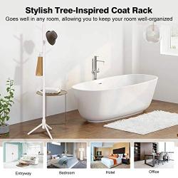 Salafey Wooden Coat Rack Free Standing,8 Hooks White Coat Hat Tree Standing Hanger Tree for Coat Hats Handbags Clothes,Easy Assembly
