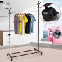 Cxjff Floor Standing Coat Rack Movable Hanger Clothes Bags Leisure 10 Hooks Easy Install, Iron (Color : Black, Size : 105x40x177cm)