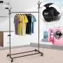 Cxjff Floor Standing Coat Rack Movable Hanger Clothes Bags Leisure 10 Hooks Easy Install, Iron (Color : Black, Size : 105x40x177cm)