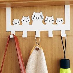 Zonman Cartoon Wall Mounted Bag Hanger Towels Rack Door Hanging Clothes Rack Free Nail Hanger Coat Rack Clothing Hooks (Cute White Cat Hook)