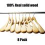 meqution Coat Hanger 8-Pack, Wood Hangers Trouser Hangers Extra Wide Shoulder Wooden Hangers for Heavy Coat, Sweater, Skirt, Suit, Pants, Retro Finish (Natural Finish)