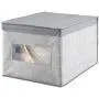 mDesign Soft Fabric Stackable Closet Storage Organizer Holder Boxes Bin with Clear Window, Attached Hinged Lid - Bedroom, Hallway, Entryway, Closet, Bathroom - Textured Print, Large, 6 Pack - Gray mDesign Soft Fabric Stackable Closet Storage Organizer Holder Boxes Bin with Clear Window, Attached Hinged Lid - Bedroom, Hallway, Entryway, Closet, Bathroom - Textured Print, Large, 6 Pack - Gray