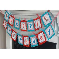 Dr. Seuss Cat Hat Birthday Door Sign Hanger - Red/Turquoise Polka Dot - Party Pack Specials - Matching Items Available - Favor Tags, Banners, Cupcake Toppers etc.