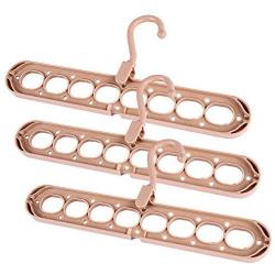 Hamkaw Hangers Closet Organizer, A Set of 3 Space Saving Hangers - Foldable - Non Slip, Eight Holes Multifunctional Magic Clothes Hanger for Heavy Clothes, Shirts Pants Dresses Coats