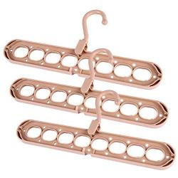 Hamkaw Hangers Closet Organizer, A Set of 3 Space Saving Hangers - Foldable - Non Slip, Eight Holes Multifunctional Magic Clothes Hanger for Heavy Clothes, Shirts Pants Dresses Coats