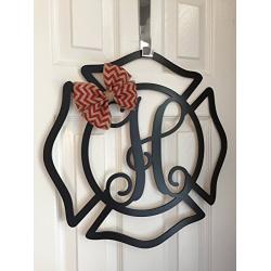 Monogram Maltese Cross Door Hanger - Fireman Door Hangers - Maltese Cross Wreath - Monogram Fire Cross - Fireman Wreath - Fireman Decor