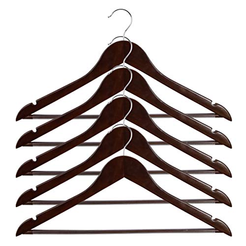 ALPHA HOME 20 Pack Wooden Hangers Premium Solid Suit Coats Pants Hangers for Gentleman - Walnut