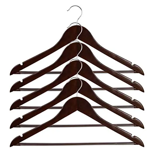 ALPHA HOME 20 Pack Wooden Hangers Premium Solid Suit Coats Pants Hangers for Gentleman - Walnut ALPHA HOME 20 Pack Wooden Hangers Premium Solid Suit Coats Pants Hangers for Gentleman - Walnut