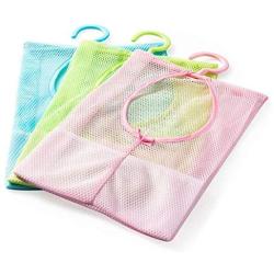 DurReus Multipurpose Clothespin Bag with Hanger,Hanging Mesh Drying Bag Laundry Shower Caddy Kitchen Bathroom Storage Organizer 3 Pack
