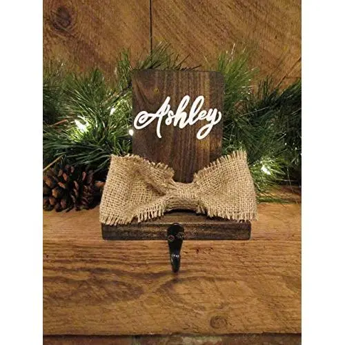 Personalized wood stocking holder, mantel stocking hanger, custom stocking label, rustic christmas decor, standing stocking hook Personalized wood stocking holder, mantel stocking hanger, custom stocking label, rustic christmas decor, standing stocking hook
