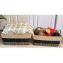 XUAN Large Storage Baskets, Set of 2 Mareket Collection Stripe Bin Paper Rope Basket Boxes with Handles for Bedroom Closet Kitchen Decorative Storage Container Organizer