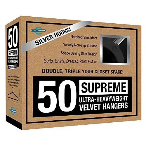 Closet Complete Model_Name.Value Supreme Quality, Heavyweight, 85-Gram, Virtually-Unbreakable Velvet, Ultra-Thin, Space Saving, No-Slip Suit Hangers, 360° Spinning Chrome, 50, Black, 50 Closet Complete Model_Name.Value Supreme Quality, Heavyweight, 85-Gram, Virtually-Unbreakable Velvet, Ultra-Thin, Space Saving, No-Slip Suit Hangers, 360° Spinning Chrome, 50, Black, 50