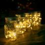 Moonflor Solar Mason Jar Lights Hanging Lights (Mason Jar & Hanger Included), 4 Pack 30 Led Starry Fairy String Hanging Jar Lights for Outdoor Patio Party Wedding Decor Lights, Warm White