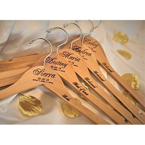 Engraved Wedding Hangers, Bridal Party Wedding Hangers, Personalized Wood Hangers, Personalized Bridal Hanger (Individual or sets) Style H015