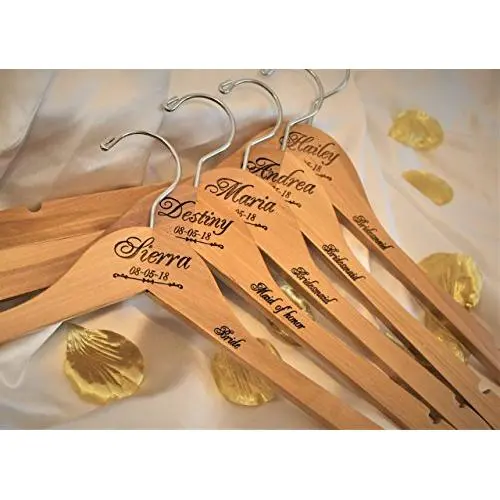 Engraved Wedding Hangers, Bridal Party Wedding Hangers, Personalized Wood Hangers, Personalized Bridal Hanger (Individual or sets) Style H015