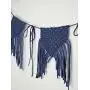 Macrame wall hanging banner. Blue bunting hanger. Macrame wall hanging banner. Blue bunting hanger.